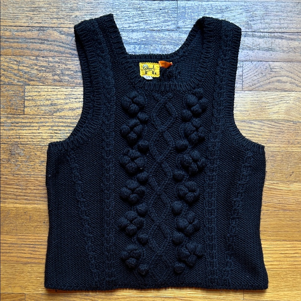 Anthropologie 'Care Me Purr' Wool Cable-Knit Sleeveless Sweater XS ❤︎